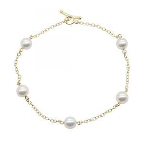 TIFFANY Authentic 18k Gold Pearl Charm Bracelet